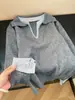 ¡SOL! Camisa de retazos gris con cuello polo, suéter de dos piezas falso para mujer, tejido elegante de otoño 2026 para commuting
