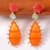 Brincos ZA Transfronteiriços Vintage Ecológicos com Contraste de Cores em Forma de Gota Geométrica de Resina Cravejados com Diamantes, Luxo Leve de Alta Qualidade para Uso Diário, Acessórios Femininos Exquisitos