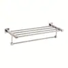 Estante de vidrio para baño de acero inoxidable 304, toallero, estante de almacenamiento de toallas para pared sin perforaciones con ganchos para el baño