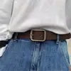 Cinturón Simple de Sentido de Alta Gama para Mujer Estilo Coreano Nuevo Combinable con Todo Cinturón Decorativo para Jeans Cinturón para Pantalón de Estudiante Masculino Plata Mate