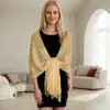 Lenço Plano de Fio de Ouro e Prata Europeu e Americano Amazon Ebay para Noiva Festa de Formatura Casamento Vestido de Noite Xale com Franjas para Mulheres