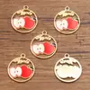Accesorios para Joyería de Aleación DIY KC Oro Esmalte Goteado Encanto Fruta Fresa Sandía Cereza Colgante Redondo Calado
