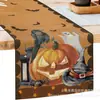 Camino de mesa transfronterizo con diseño de esqueleto de Halloween, calabaza y murciélago, para decoración del hogar, mantel de té