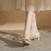 Jin Gang CH3020-3 Zapatos de Tacón Grueso Puntiagudos de Charol de una Sola Capa para Mujer 2024 Nuevos de Primavera y Otoño Tacón Bajo Sexy de Combinación Versátil Boca Baja para Mujer