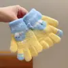 Guantes Infantiles 3-6 Años Niños y Niñas Bebé Otoño e Invierno Cálidos Forrados de Felpa Cinco Dedos Niñas Niños Protección Invierno Frío