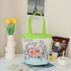 Bolsa Cubo Graffiti Linda, Bolsa Cilíndrica Estampada Ins, Bolsa de Lona para Almuerzo, Lonchera de Mano Estilo Coreano para Niña, Bolsa de Mamá