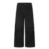 Pantalones de Trabajo Paracaidista de Secado Rápido Estilo Retro Americano Fengmei Unisex Sueltos Plisados con Cordón Caída Casual Pierna Recta Largo Hasta el Suelo