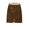 25 Faldas de Pana Nuevas de Verano Estilo Slim Fit de Longitud Media Estilo Europeo y Americano Abertura Delantera Línea A