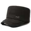 Chapéu de inverno à prova de vento e frio com topo plano para homens de meia-idade e idosos, chapéu quente com forro de fleece e proteção para as orelhas para pais e avôs, chapéu masculino de lã e algodão