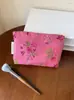 Bolsa de Cosméticos com Flores Bolsa Portátil para Armazenamento de Cuidados com a Pele Bolsa Pequena de Lona Bolsa Interna Bolsa de Lavar para Viagem Carteira