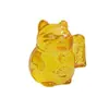 Gato de la Suerte de Dibujos Animados de Vidrio de Zibo Animal Lindo Adorno Decorativo para Coche y Escritorio Regalo Suministro Transfronterizo