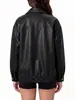 Chaqueta de cuero PU para mujer de talla europea transfronteriza, chaqueta corta ajustada, chaqueta fina de primavera y otoño estilo biker, abrigo con cuello alto, ropa de mujer a la moda