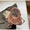 Bolsa de Mão Minimalista Plissada com Corrente de Pérolas Estilo Coreano para Mulheres 2026 Verão Nova Tendência Bolsa Transversal Dumpling