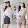Calças de segurança esportivas ao ar livre para mulheres no verão, novas leggings de camuflagem de três pontos para ciclismo, leggings de tubarão para yoga com modelagem abdominal