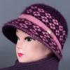 Sombreros para Mujeres de Mediana Edad y Mayores, Sombreros de Pescador de Punto de Pelo de Conejo para Otoño e Invierno, Sombreros de Abuela, Sombreros de Lana con Forro de Felpa para Mujeres Mayores