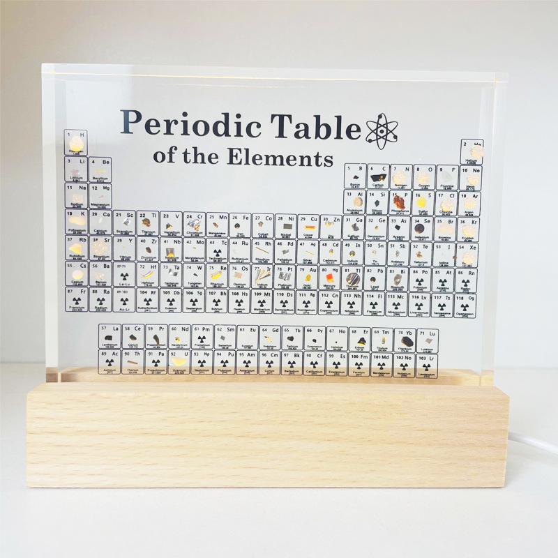 跨境83种真实元素化学元素周期表实物摆件亚克力透明内埋实物礼