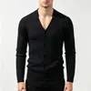 Cardigan suéter masculino gola V outono e inverno, padrão trançado retrô, peça externa casual e estilosa