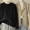 Suéter de punto suave y cómodo de piel de mapache para mujer, de invierno de alta gama, corte relajado, top de punto de lana, capa base