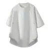 Enbu Verão Nova Camiseta Masculina de Manga Curta Tendência Casual Versátil Solta Gola Redonda Pulôver Meia Manga Roupa Masculina