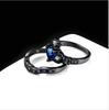 Anillo de Zirconia de Doble Corona Anillo de Corona de Amor con Zafiro para Mujer Juego de Anillos de Diamantes Venta al por Mayor Joyería Transfronteriza