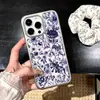 Adequado para Capa de Celular Estilo Chinês Porcelana Azul e Branca Flor Azul para Apple 16Pm Capa Protetora Epóxi com Borda Prateada para iPhone 17 Pro