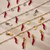 Miduoduo Acero Inoxidable Chile Flor de Cuatro Hojas Colgante Conjunto de Pulsera DIY Chapado en Oro de 18K No se Desvanece