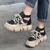 [9.9kg Pares, Se Pueden Colocar] Zapatos Romanos Baotou con Bloques de Color, Sandalias de Caña Alta con Cordones de Piel de Vacuno de Primera Capa y Suela Gruesa