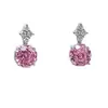Pendientes Octagonales de Corte Rosa Milenio de Lujo Ligero de Moda, Colgante de Collar de Gama Alta, Anillo Ajustable Personalizado, Joyería para Mujer