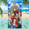 One Piece Luffy Zoro Anime Apasionado Estampado Digital Microfibra Toalla de Playa Patrón de Múltiples Personajes Toalla de Baño Portátil