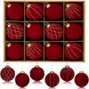 Bola de Natal de Pelúcia Nova Transfronteiriça 6cm 12pcs Embalada à Mão Pintada Colorida Enfeite de Árvore de Natal Decorações de Festival