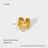 Diseño de Moda Transfronterizo Europeo y Americano Anillo Abierto Multicapa de Cruz de Hoja Anillo de Acero Inoxidable Chapado en Oro de 18 Quilates para Mujer
