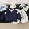 Traje de Suéter de Otoño para Niños Estilo Nuevo Niños y Niñas de Moda Casual Dibujos Animados Holgado Traje Estilo Coreano