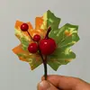 Decoración de Árbol de Navidad de Frutas Rojas Simuladas Decoración de Regalo Accesorios Decoración DIY Hecho a Mano Rama Enchufable Decoración de Servilleta