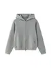 Jaqueta com zíper e capuz oversized com sensação de nuvem para mulheres, nova coleção outono/inverno 2026, moletom casual de modelagem solta com mangas compridas