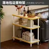 Mesa Lateral Pequena Móvel para Quarto, Mesa de Centro de Madeira de Bambu com Rodinhas, Prateleira de Armazenamento, Mesa de Centro Simples com Padrão de Mármore para Sala de Estar