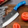 Cuchillo de Cocina Pequeño Forjado con Patrón de Martillo Yangjiang, Cuchillo Afilado de Acero Inoxidable, Cuchillo para Rebanar, Mango de Resina Azul, Cuchillo Pequeño de Cocina de Acero Inoxidable