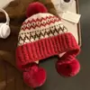 Gorro de Punto Retro Otoño e Invierno Estilo Fair Isle Para Adelgazar la Cara Cubre Cabeza Gorro Engrosado Cálido Protección para Orejas Gorro de Lana para Mujer