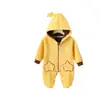 Mono de Polar para Bebé Otoño Invierno Estrellas Amarillas con Capucha Enterizo Para Niños y Niñas Ropa de Exterior para Bebé Traje Engrosado para Gatear