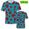 Camiseta de Moda de Verano para Adultos y Niños Camiseta Básica de Manga Corta y Cuello Redondo con Estampado 3D de Dibujos Animados de Frutas Fresa Cereza