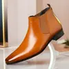 Botines Chelsea para Hombre de Comercio Exterior Punta Cuadrada Versátiles Zapatos de Moda Botas Cortas de Mezclilla Botas Martin Retro para Hombre