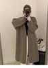 Otoño e Invierno Nuevo Abrigo de Punto de Punto Largo para Mujer por Encima de la Rodilla Estilo Holgazán Tejido de Punto de Alta Gama Cárdigan Grueso Suelto Ropa Exterior