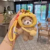 Celebridad de Internet Peluche Dibujo Animado Gorro Oso Llavero Muñeco de Peluche Lindo Colgante para Bolso Colgante Lindo Corazón de Niña