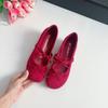 Zapatos Mary Jane Redondos con Tacón Elevado de 5 cm y Lazo para Mujer, Estilo Nuevo Primavera 2025, Zapato Estilo Chanel con Boca Baja