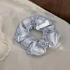 Diadema de pelo de intestino grueso a rayas azules coreana, cuerda para el pelo grande, linda para niña, banda de goma de alta elasticidad, cubierta de cuero, tocado