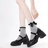 Calcetines Tobilleros de Encaje con Lazo Calcetines Blancos Dulces JK Hasta la Rodilla Calcetines de Algodón Apilados Calcetines de Encaje Estilo Japonés Lolita de Media Pantorrilla