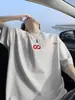 Camiseta Masculina Verão Retro Americana Tendência Bordada Manga Curta Solta Casual Versátil Jovem Casal Meia Manga