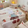 2026 Novo Conjunto de Quatro Peças A-Class Estampa Grande Lã de Leite Quente Amigo da Pele Lençol de Cama Capa de Edredom Lençol com Elástico Conjunto de Três Peças