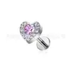 Pendientes de Aleación de Titanio F136 con Corazón Incrustado de Circonita Clavo de Hueso de Oreja de Aleación de Cobre Joyería para Piercing Uña de Labio con Forma de Corazón de Circonita
