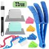 Conjunto de 11 peças de ferramenta manual para limpeza de frestas, pad de limpeza para portas e janelas, kit de escova para limpeza de trilhos de portas de correr