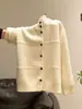 2026 Abrigo Suéter Blanco de Cuello Alto de Manga Larga Grueso, Cuello Alto, Corte Holgado, Top Cardigan de Punto de Invierno para Mujer